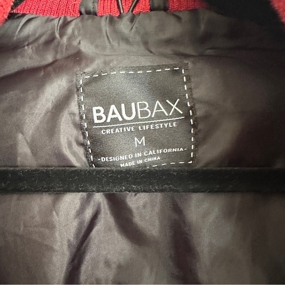 Baubax Men’s Water Resistant Bomber Travel Jacket in Red With A Hood sz M - Picture 11 of 16